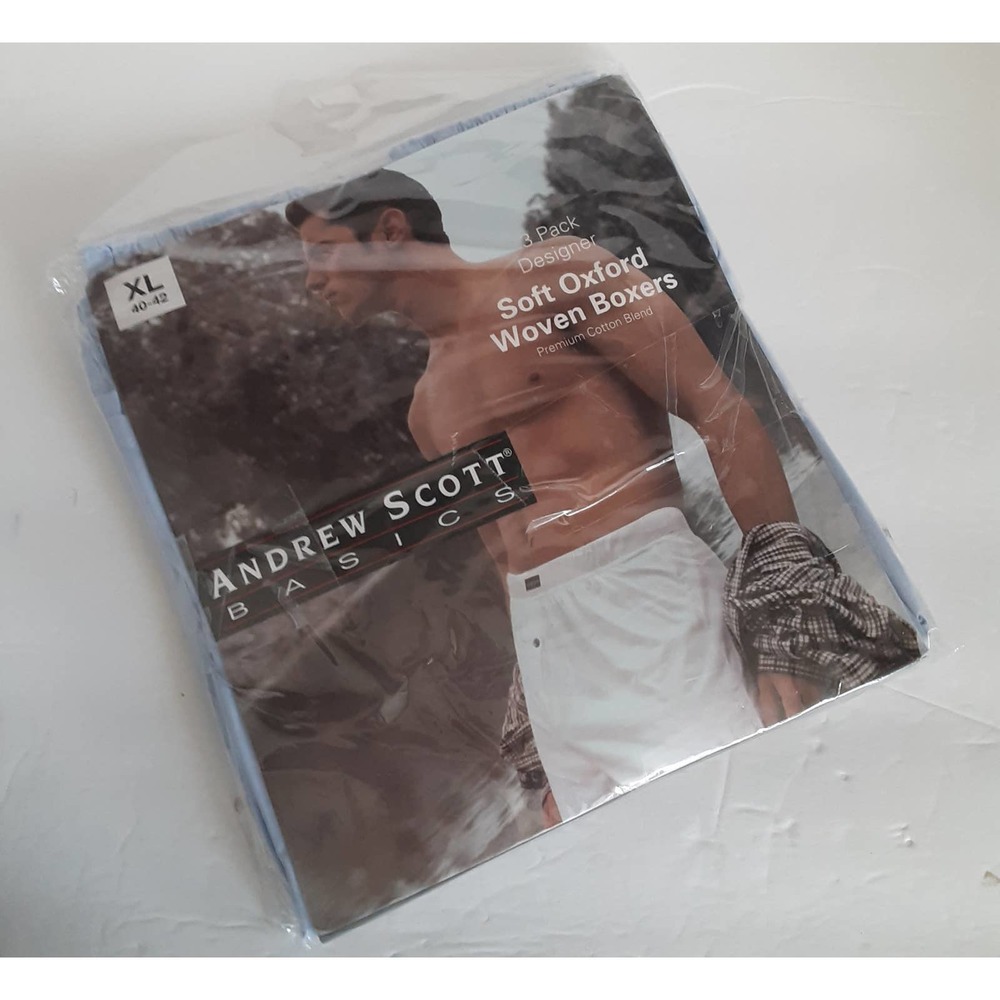 Andrew Scott XL Soft Oxford Woven Boxer 3 Pack  Blue